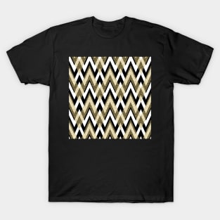 Geometric Chevron Elegance Gold and Black T-Shirt